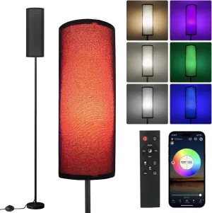 Frideko Black Floor Lamps for Bedroom, Dimmable Colors Temperature & Brightness, Modern Floor Lamps for Living Room, Tall Standing Lamps for Office Home, Corner Lamp, 9W RGB LED Bulb, Foot Switch