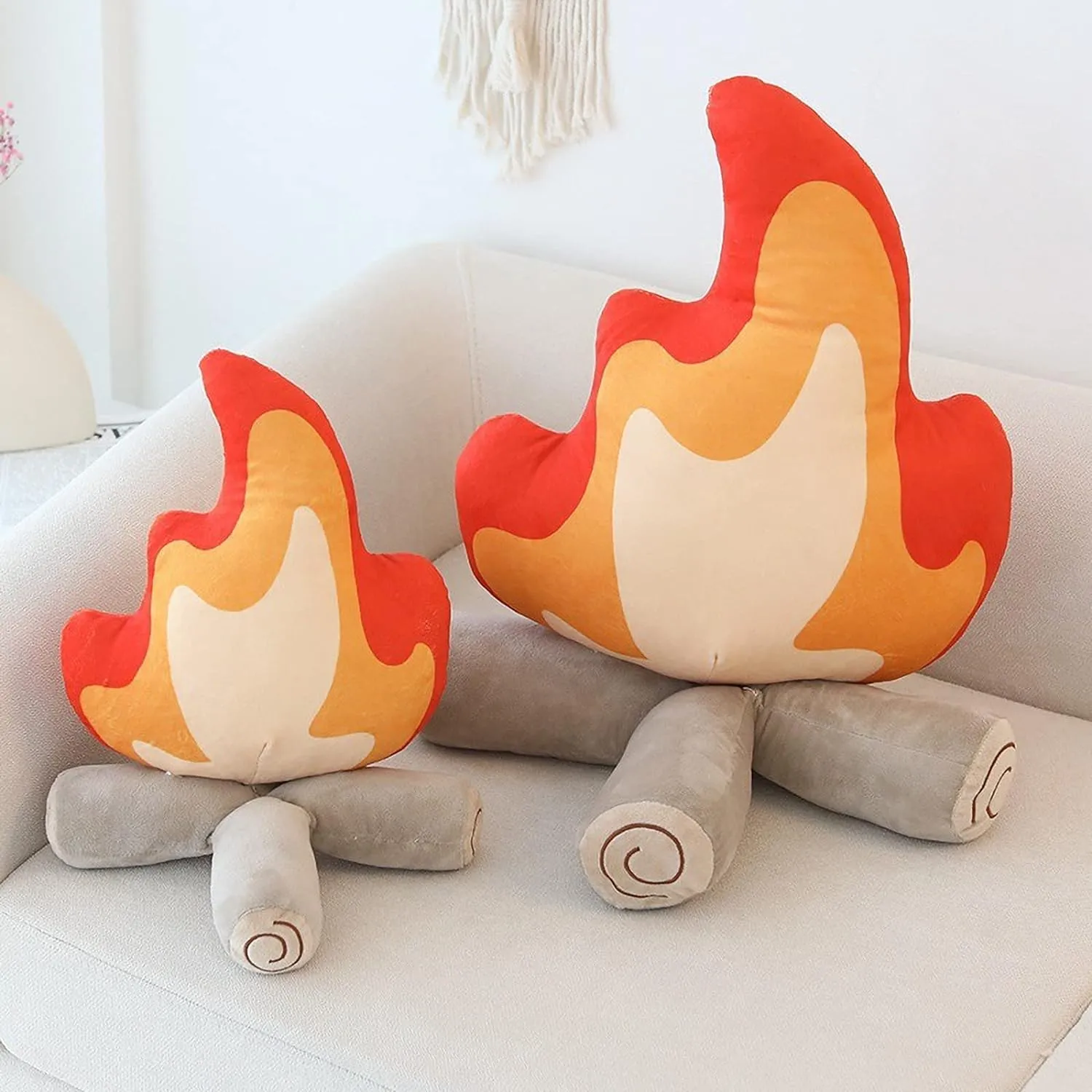 Funny Campfire Plush, Simulation Bonfire Plush Toy, Fake Fire Soft Stuffed Cartoon Doll Firewood Toys, for Outdoor Camping Toys, Home Pillow Cushion Decoration Pleasantly Surprised Gifts-15.7*17.7 IN