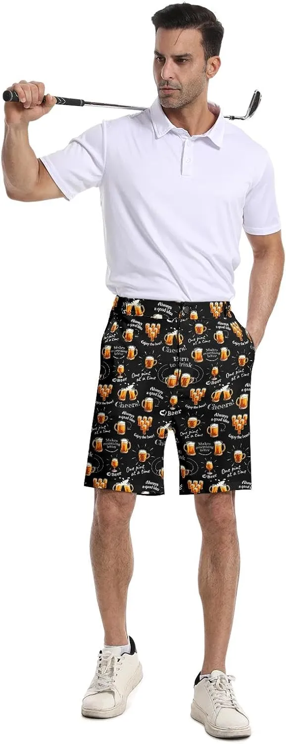 Funny Men's Golf Shorts Fun Work Polo Dress Short for Men Lightweight Quick Dry Multi-Pocket