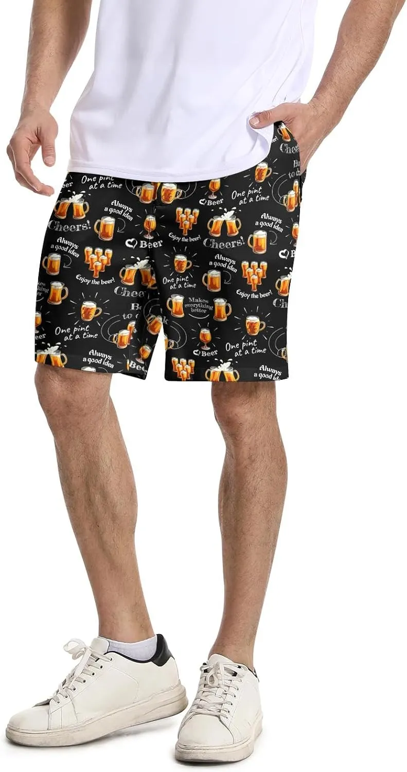 Funny Men's Golf Shorts Fun Work Polo Dress Short for Men Lightweight Quick Dry Multi-Pocket