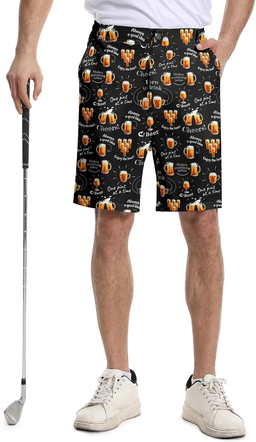 Funny Men's Golf Shorts Fun Work Polo Dress Short for Men Lightweight Quick Dry Multi-Pocket