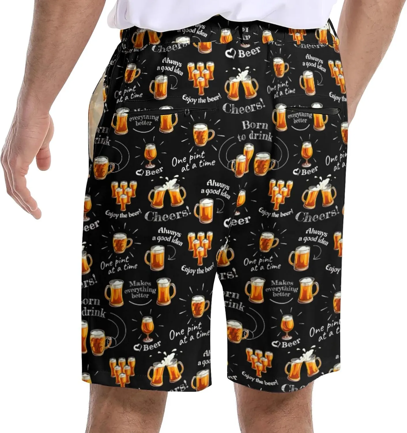 Funny Men's Golf Shorts Fun Work Polo Dress Short for Men Lightweight Quick Dry Multi-Pocket