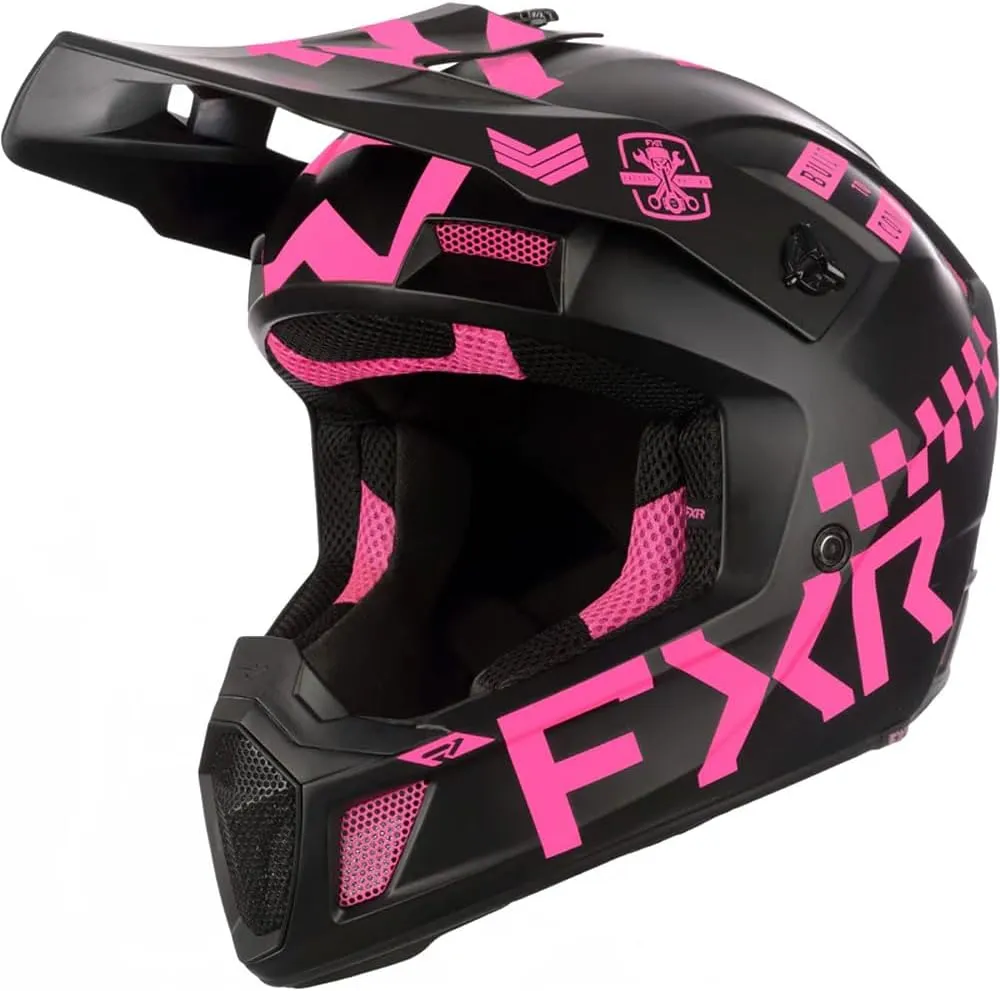 FXR Clutch Gladiator Helmet Open Face Ventilated Optional Winter Kit Pink FMVSS 218 - X-Large