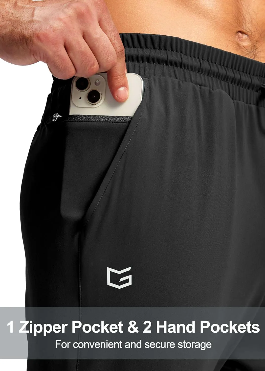 G Gradual Men's Sweatpants with Zipper Pocket Workout Athletic Track Pants Stretch Tapered Joggers for Gym Running Jogging