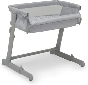 GAP babyGap Whisper Bedside Bassinet Sleeper with Breathable Mesh and Adjustable Heights - Lightweight Portable Crib - Made with Sustainable Materials, Grey Stripes