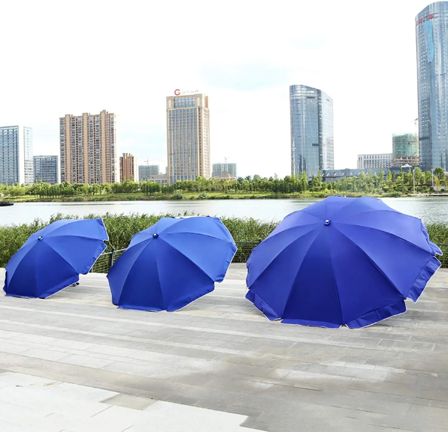 Garden Parasol Umbrella Outdoor, Tiltable Sunshade, Sun Protection And Protection, For Outdoor Spaces Such As Terrace Beach Garden Market, Round 200cm, 240cm, 280cm