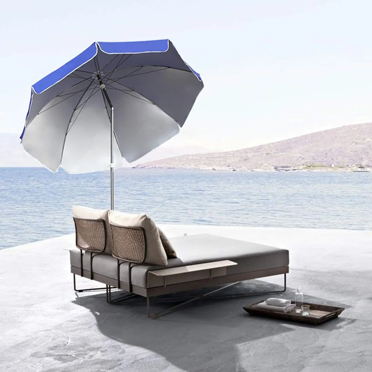 Garden Parasol Umbrella Outdoor, Tiltable Sunshade, Sun Protection And Protection, For Outdoor Spaces Such As Terrace Beach Garden Market, Round 200cm, 240cm, 280cm