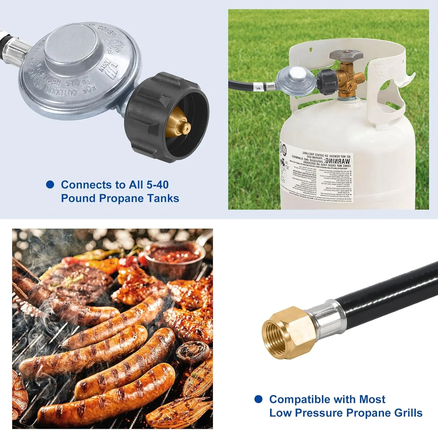 GasSaf 6 Feet Low Pressure Propane Regulator with CSA Certified LPG Hose Most LP Gas Grill, Heater and Fire Pit Table，CSA Certified