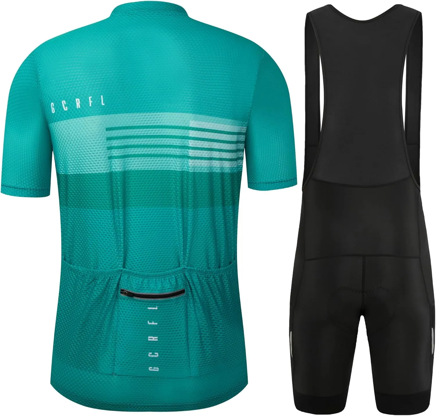 GCRFL Men's Cycling Jersey Sets Road Bike Jersey Riding Shirts Lightweight, Bib Shorts with Pockets Padded