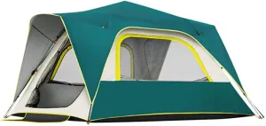 GeRRiT Tents Instant Pop Up Family Camping for 3-4,5-8 Persons, Dome Waterproof Sun Shelter, Backpacking with Removable Rainfly,PU Fabric