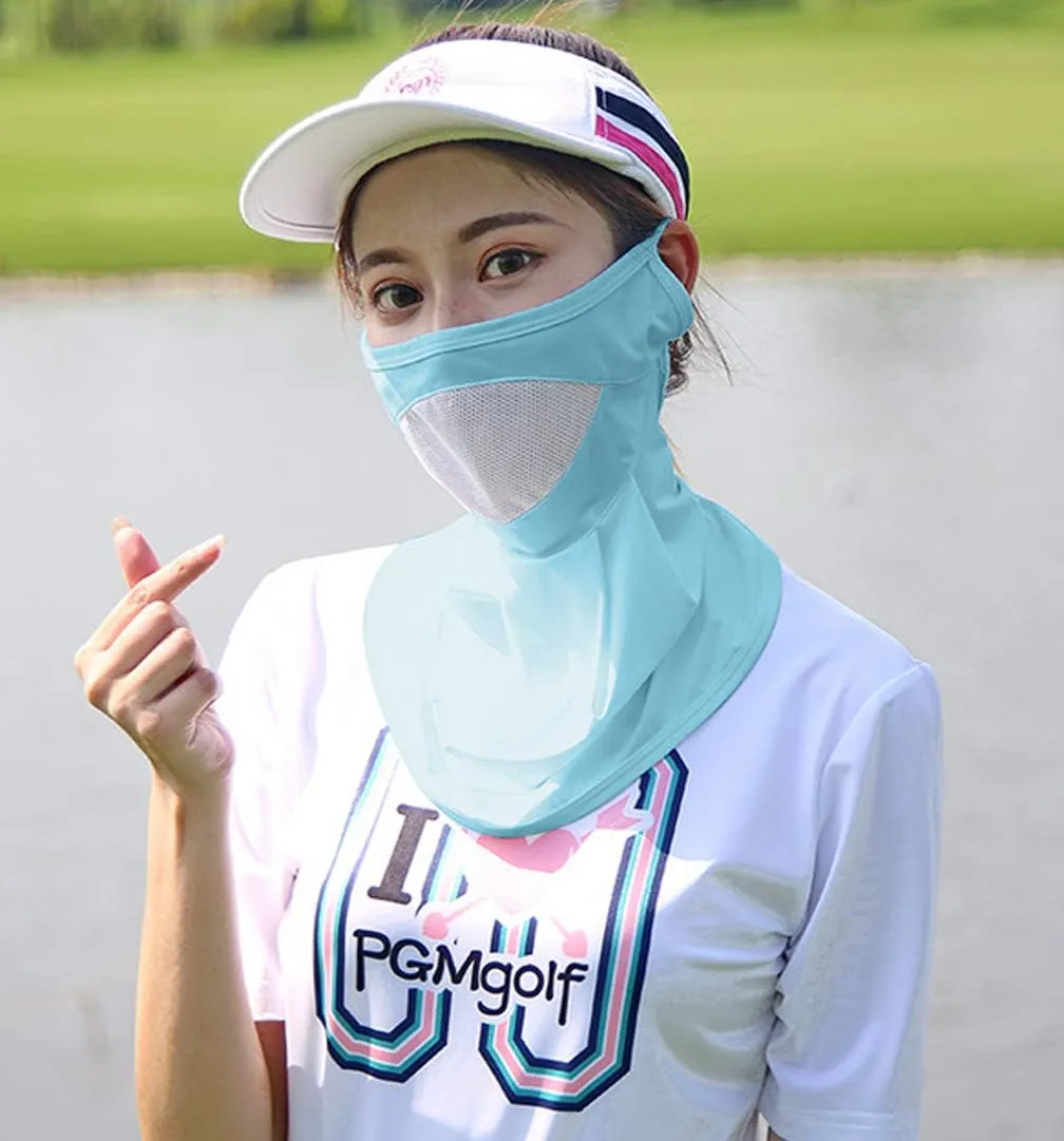 GGUHHU Womens Sun-Proof UV Protection Back Buttoned Mesh Golf Face Cover Neck Gaiter