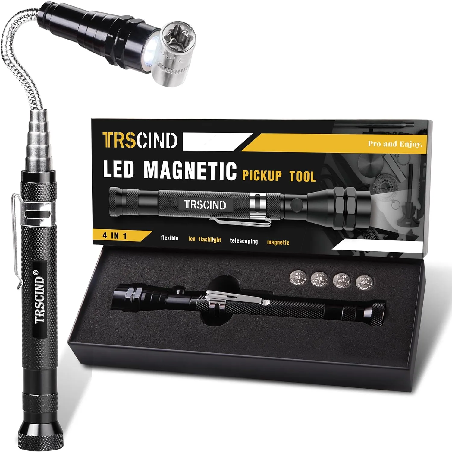 Gifts for Men Dad Husband Him Fathers Day, Extendable Magnetic Flashlight, Anniversary Birthday Gifts, Flexible LED Telescoping Magnet Pickup Tool, Unique Gifts Ideas for Grandpa, Cool Gadgets Stuff