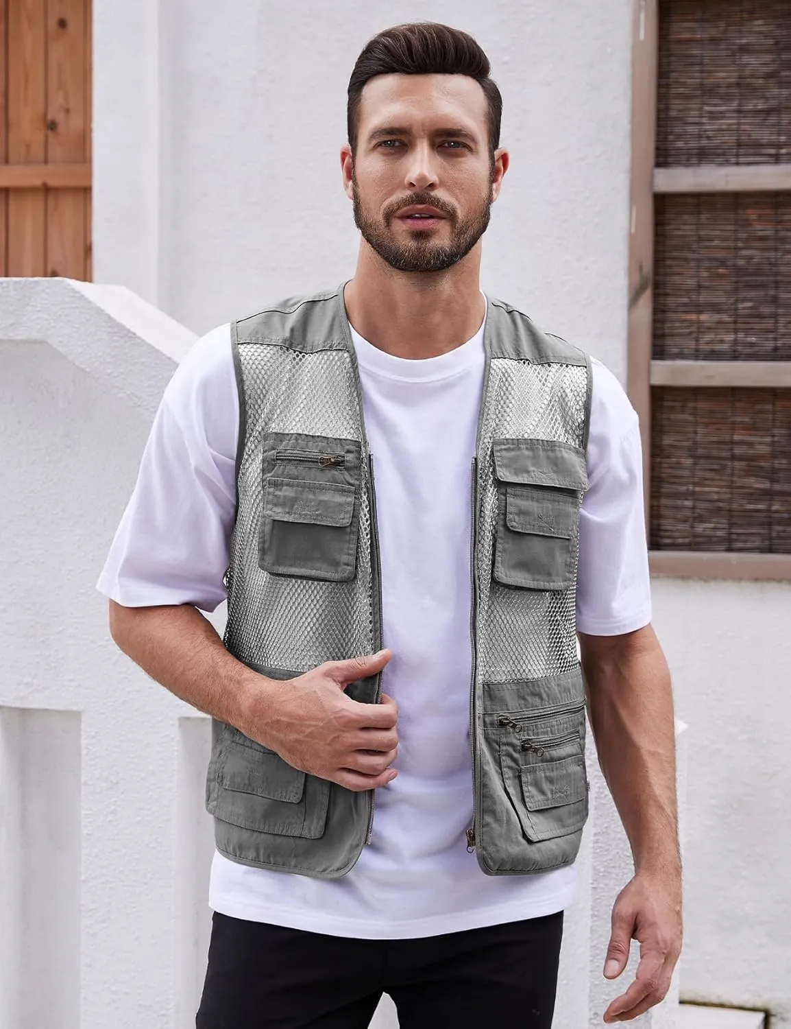 Gihuo Men's Fishing Safari Vest with Pockets for Summer Travel