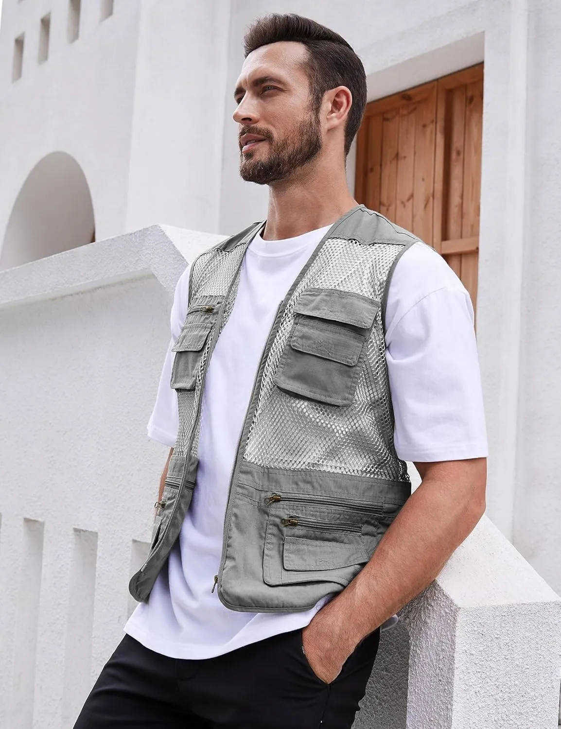 Gihuo Men's Fishing Safari Vest with Pockets for Summer Travel