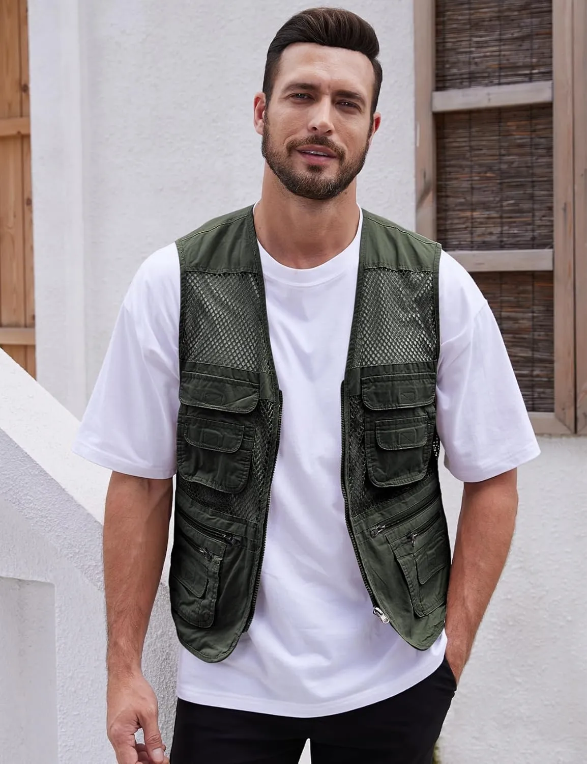 Gihuo Men's Fishing Safari Vest with Pockets for Summer Travel
