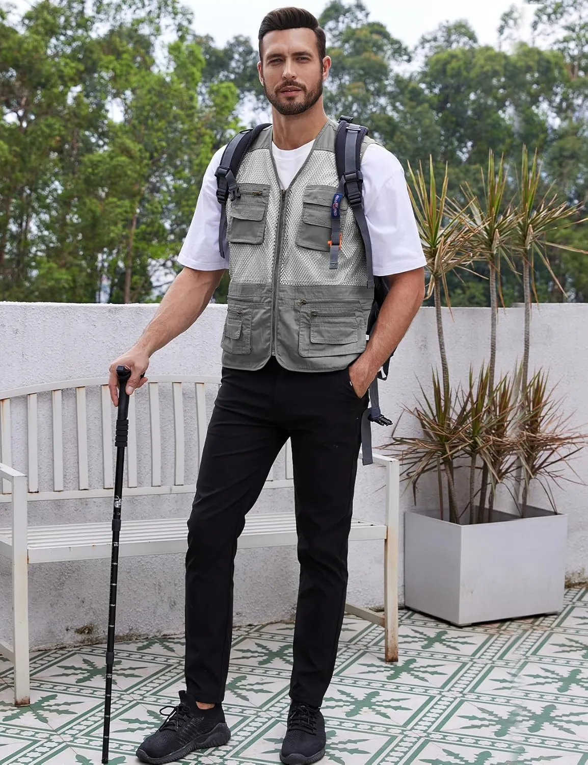 Gihuo Men's Fishing Safari Vest with Pockets for Summer Travel