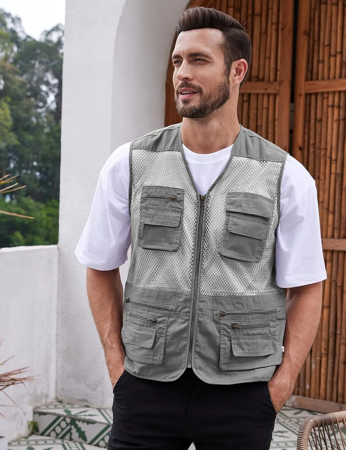 Gihuo Men's Fishing Safari Vest with Pockets for Summer Travel