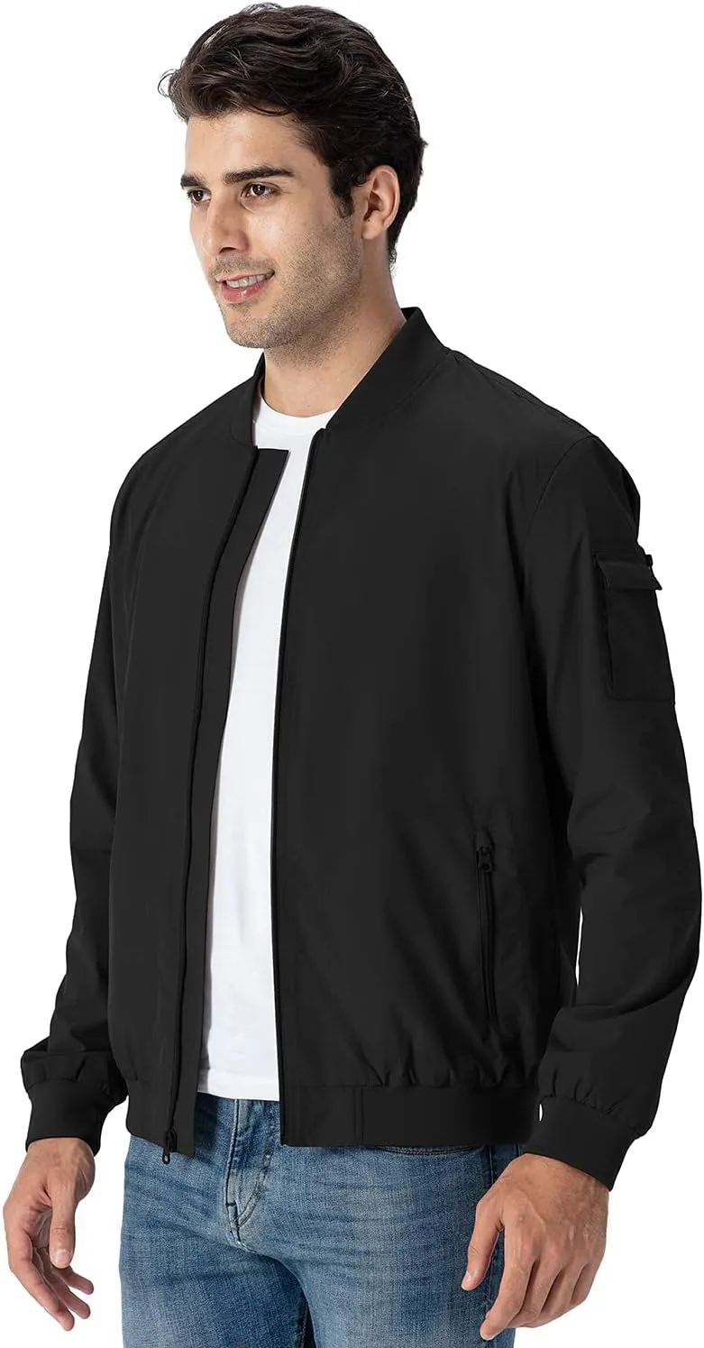 Gopune Men's Windproof Bomber Jacket Lightweight Windbreaker Outdoor Golf Fashion Coat