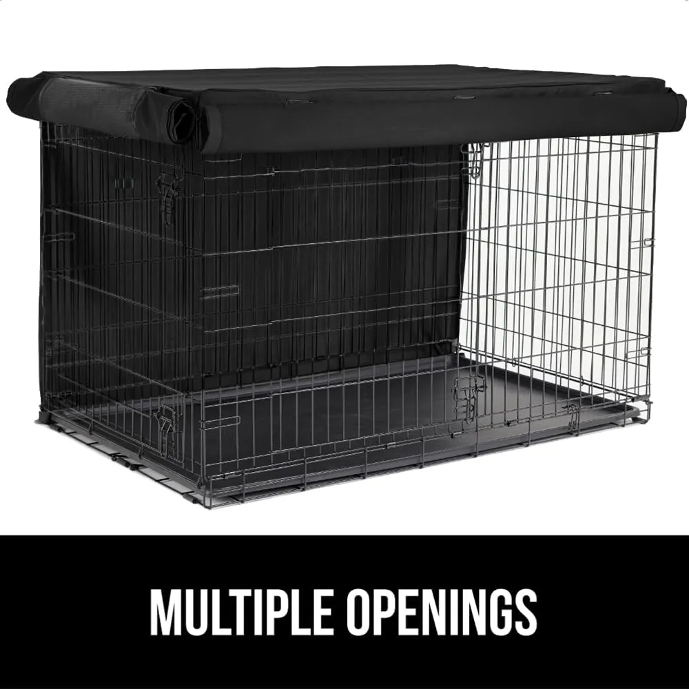 GORILLA GRIP Dog Crate Covers Compatible with Amazon Basics Dog Crates, All Sides Open, Privacy Cover Fits 36" Wire Kennel, Breathable Mesh Windows, Light Reducing Puppy Training Cage Topper, Black