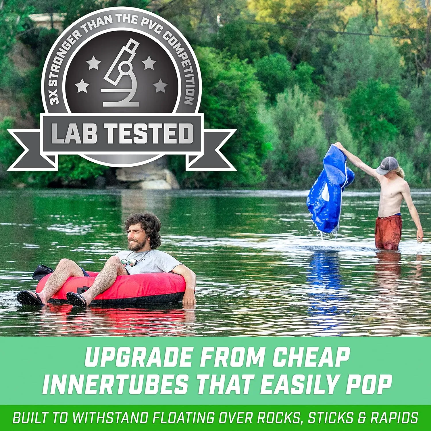 GoSports 44 Inch Heavy-Duty River Tube with Premium Canvas Cover - Choose Your Style - Commercial Grade River Tube