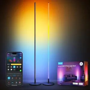 Govee RGBIC Floor Lamp 2-Pack, LED Lamp Compatible with Alexa, Smart Standing Lamp with Voice Control, Color Changing Bedside Floor Lamp for Bedroom, Nightstand Corner Lamp, Black
