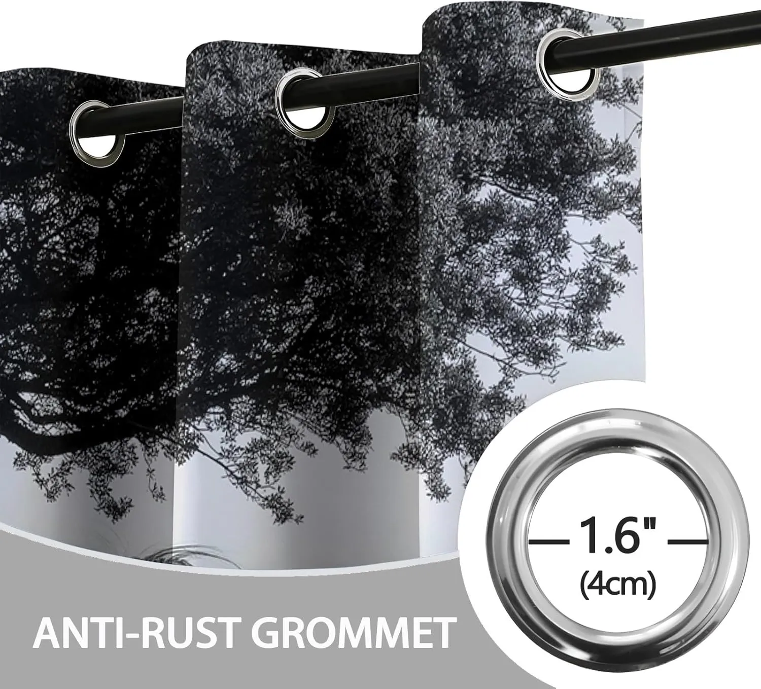 Grommet Curtain Alpine Grassland Animal Cattle 3D Print Window Treatments Blackout Darkening Thermal Insulated Grey Drapes 30" W X 65" L for Bedroom Living Room 2 Panel Set