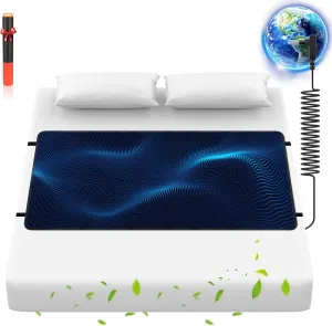 Grounding Mat for Bed, Anti-Slip PU Leather, Grounding Mat Improves Sleep, relieves Stress, with Static grounding Cord and Test Pen (Black, (76.1 * 27.2 inch))