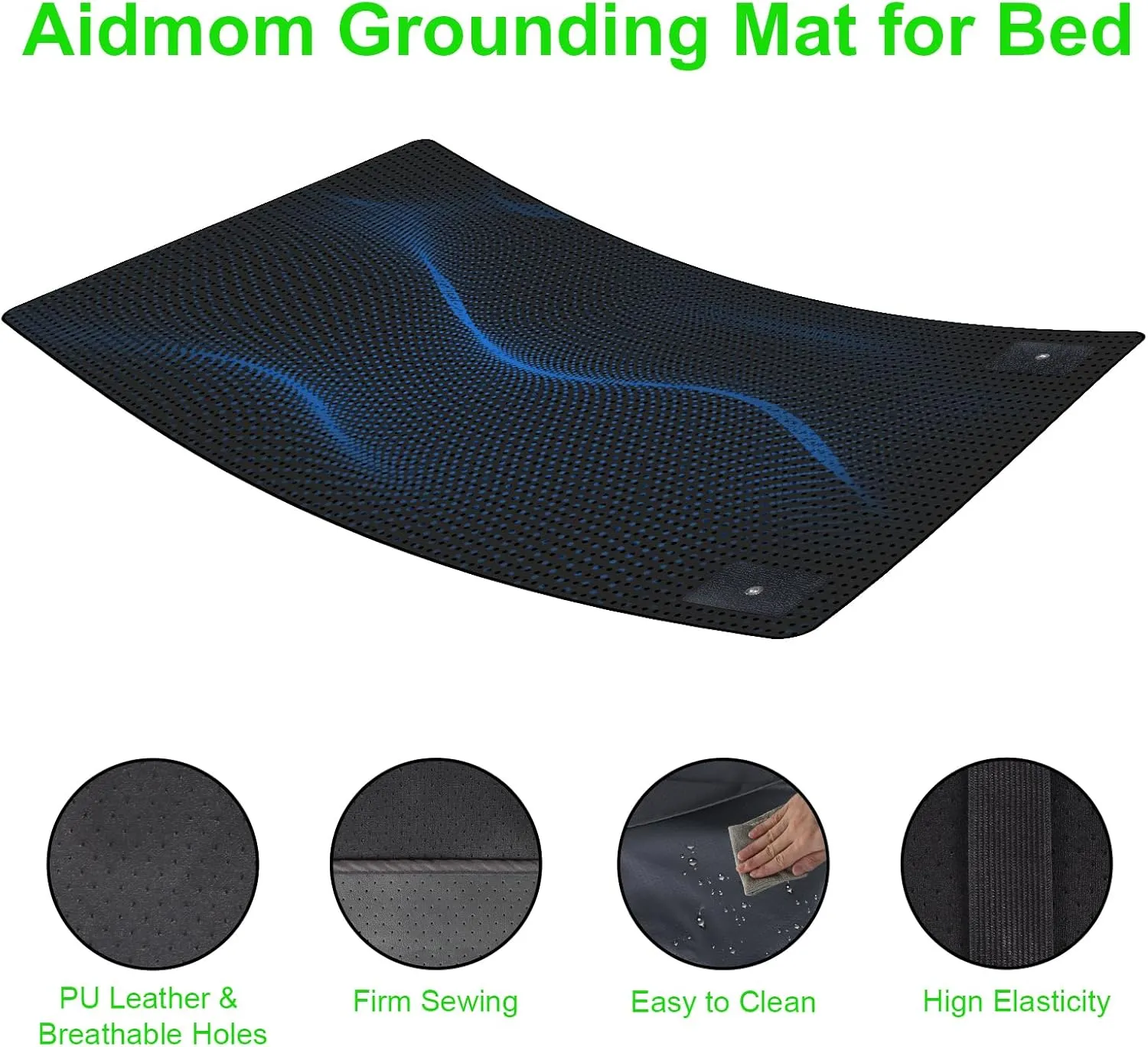 Grounding Mat for Bed - Grounding Pad for Improve Sleep, Pain and Stress Relief, Anti-Slip PU Leather Grounding Healthy Therapy Mattress at Home, Office, Work with Grounding Cord (King 27"x76")