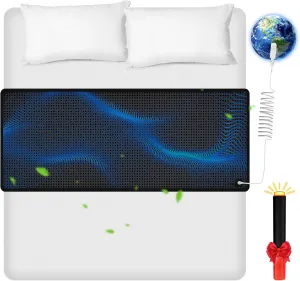 Grounding Mat for Bed, Grounding Sheets for Sleeping, Anti-Slip PU Leather Mattress Pad with Grounded Cord, 27" x 60", Queen