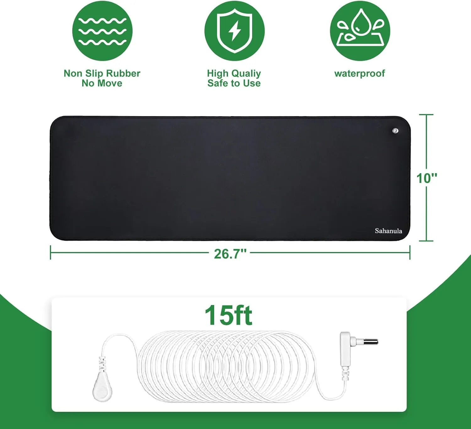 Grounding Mat for Desk & Bed - Sahanula Non-Slip Earth Grounding Pad, 10"x26.7" Balanced Energy Grounded Therapy for Improved Sleep, Reduced Inflammation, Stress Relief for Office, Home