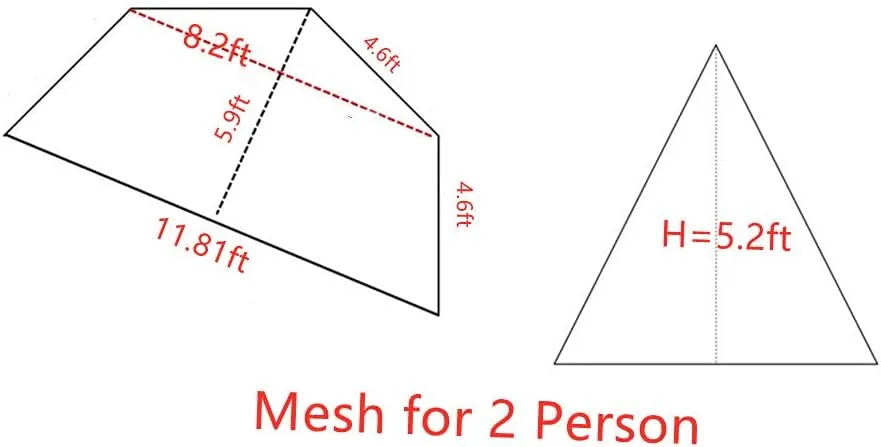 Half Octagonal Mesh Net for 4 Person Tipi Tent 2 Person Mesh Camping and Hiking