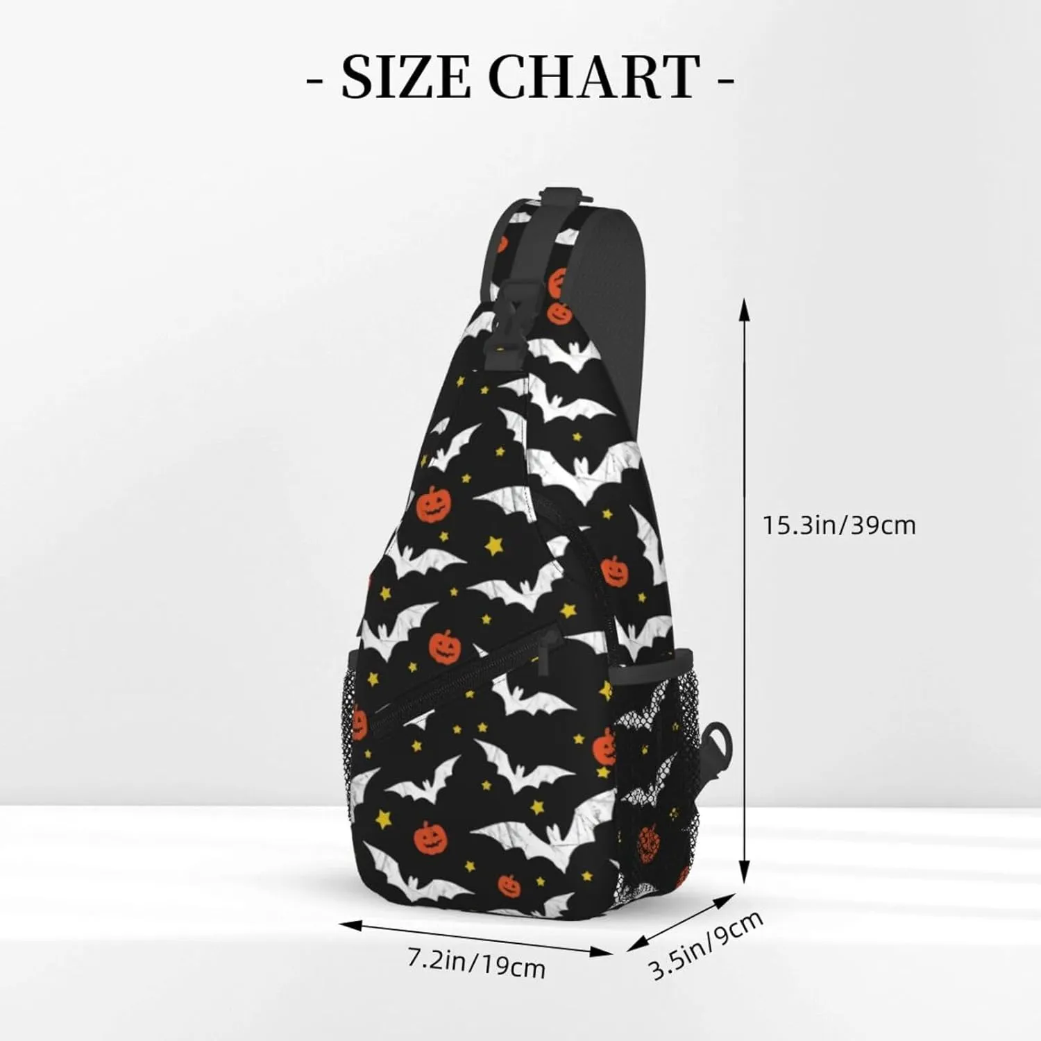 Halloween Bat Sling Bag,Horror Goth Gothic Crossbody Backpack Shoulder Chest Bag for Women Men Travel Hiking Daypack