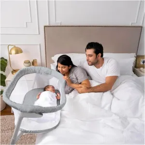 HALO Baby Flex BassiNest, Adjustable Travel Bassinet, Easy Folding, Lightweight with Mattress and Carrying Bag, Morning Mist