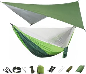 Hanging ?Chair Swing Camping Hammock, Portable Travel Hammock with Net and Rainfly, Tree Light Hammock Tent for Outdoor Backyard Hiking Hammock