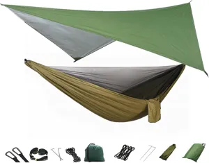 Hanging ?Chair Swing Camping Hammock, Portable Travel Hammock with Net and Rainfly, Tree Light Hammock Tent for Outdoor Backyard Hiking Hammock