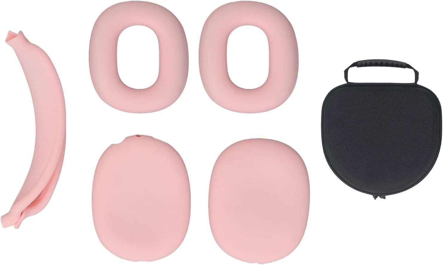 Hard Shell Headphone Case with Silicone Ear Cups Cover Ear Pad Case Cover Headband Cover EVA Headset Travel Bag Support Auto Wake Sleep Function (Light Rose)