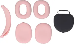 Hard Shell Headphone Case with Silicone Ear Cups Cover Ear Pad Case Cover Headband Cover EVA Headset Travel Bag Support Auto Wake Sleep Function (Light Rose)