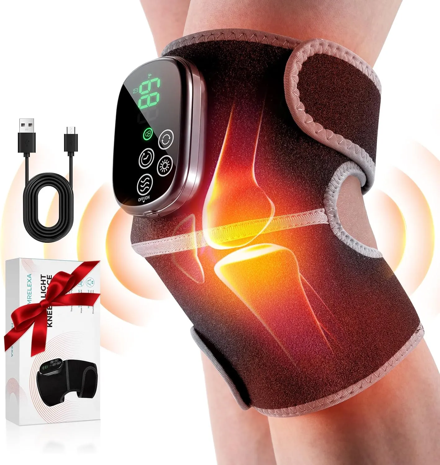 Heating pad for Knee, Elbow & Shoulder Pad, 3-in-1 Cordless Heated Knee Brace, 5 Adjustable Heating Levels