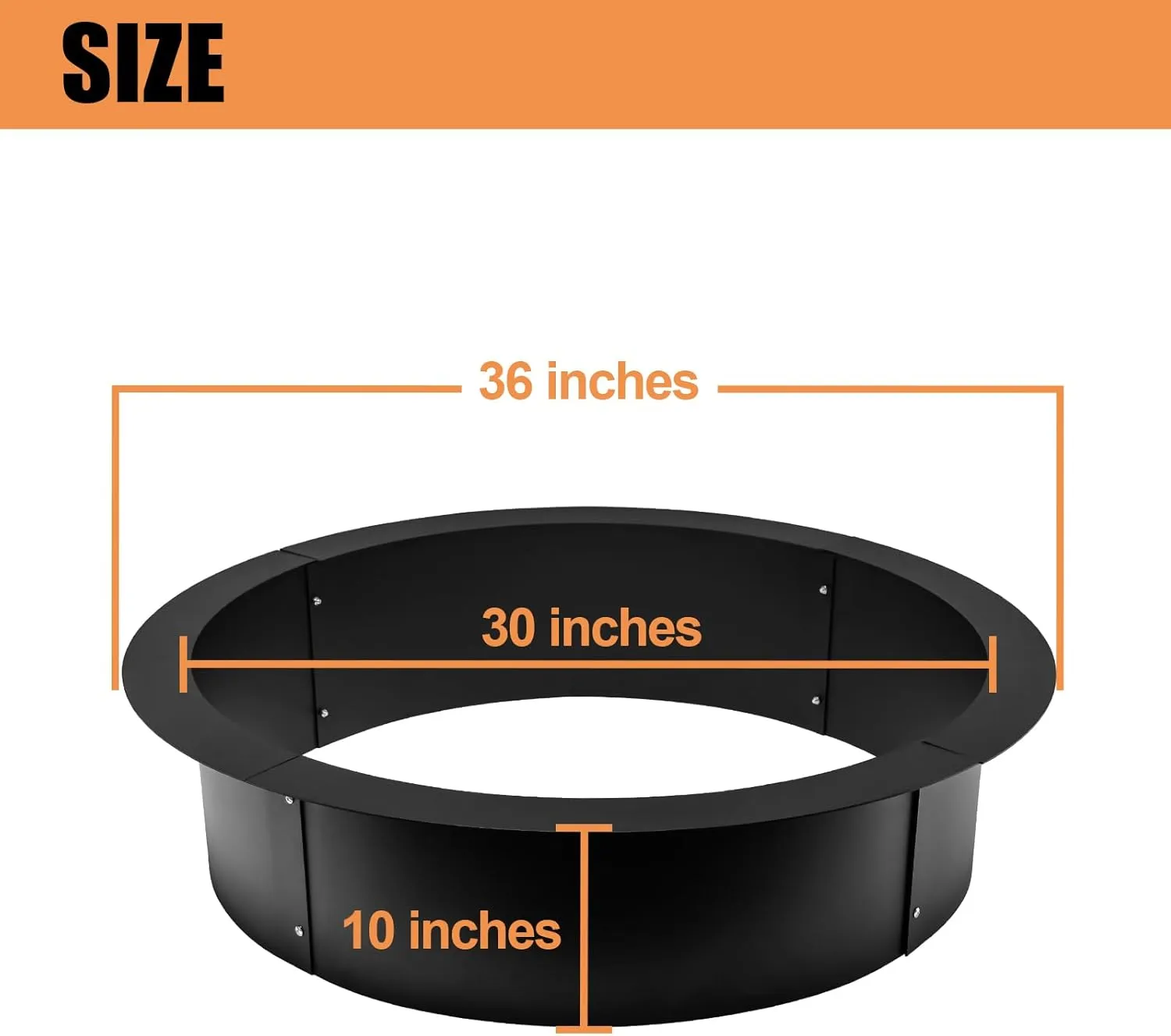 Heavy Duty Steel Fire Ring Insert - Smokeless 36-Inch Outer/30-Inch Inner Diameter Fire Pit Liner for Camping, Outdoors, Backyard, Garden Wood Burning