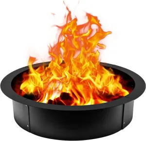 Heavy Duty Steel Fire Ring Insert - Smokeless 36-Inch Outer/30-Inch Inner Diameter Fire Pit Liner for Camping, Outdoors, Backyard, Garden Wood Burning