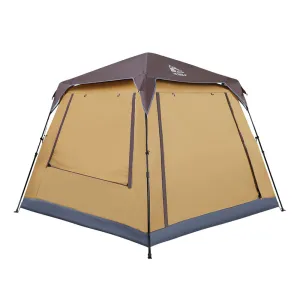 Hewolf Large 8 Person Square Top Automatic Tent - Camel