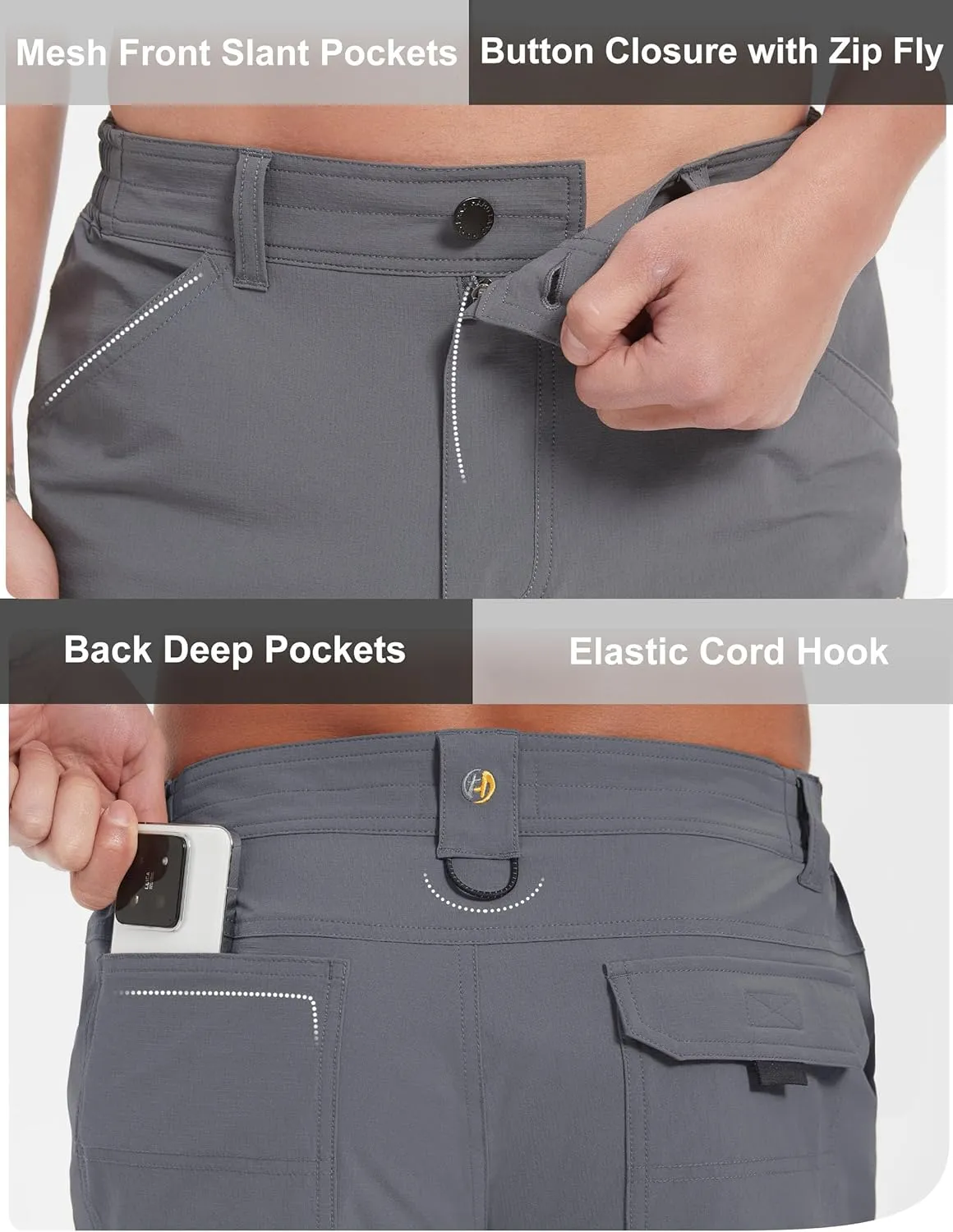 Hiking Shorts Men Cargo Quick Dry Lightweight Stretch Tactical Shorts for Fishing Travel Casual with Multi Pockets