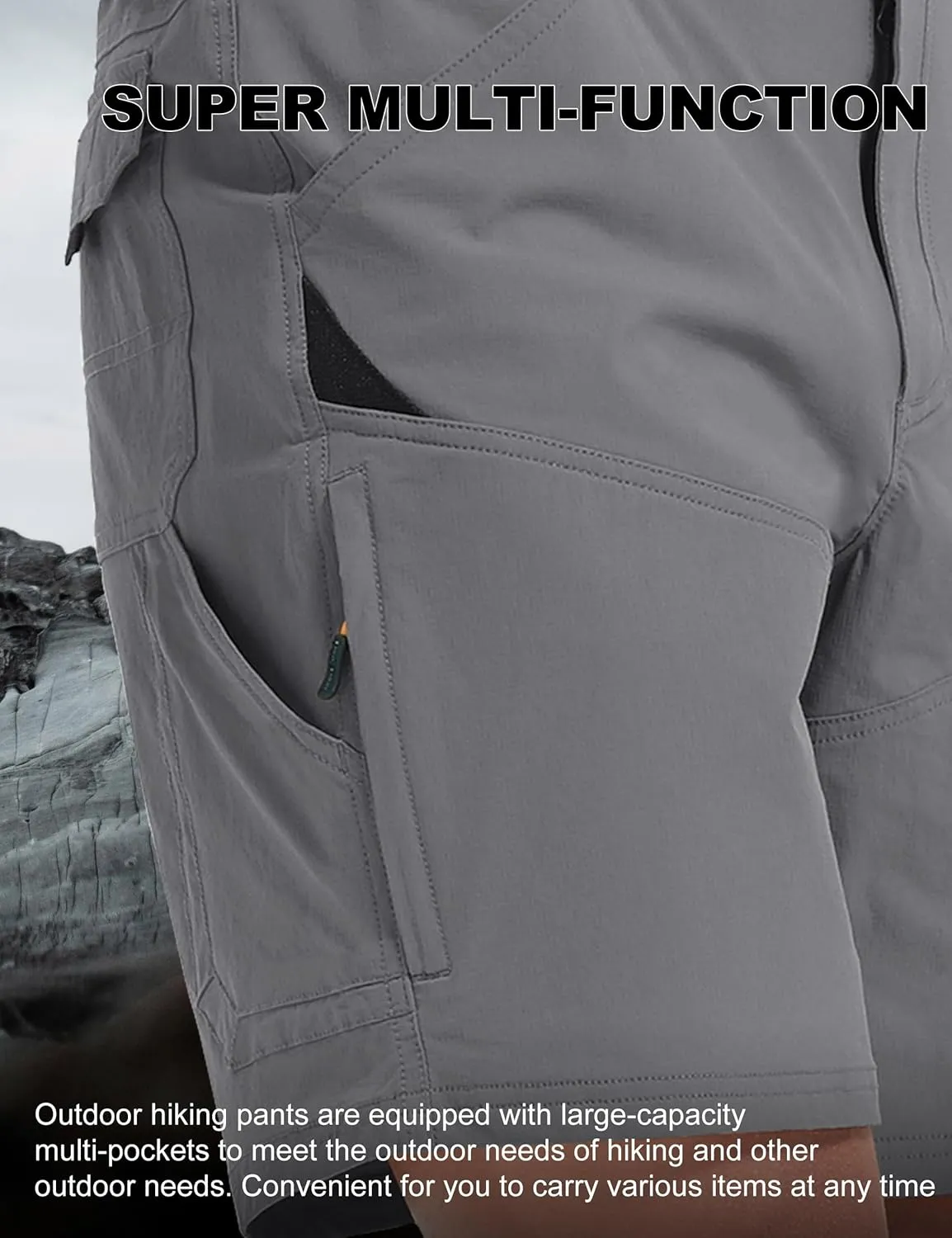 Hiking Shorts Men Cargo Quick Dry Lightweight Stretch Tactical Shorts for Fishing Travel Casual with Multi Pockets