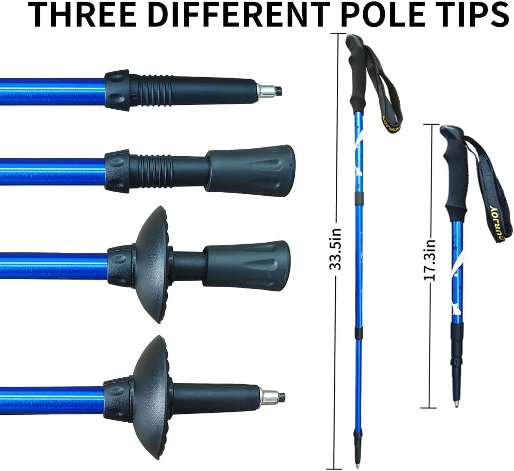 Hiking Trekking Poles, 2 Pack Anti Shock, Adjustable, Collapsible Hiking Poles for Trekking or Walking, Lightweight Aluminum Sticks for Children