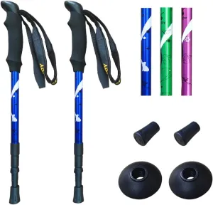 Hiking Trekking Poles, 2 Pack Anti Shock, Adjustable, Collapsible Hiking Poles for Trekking or Walking, Lightweight Aluminum Sticks for Children