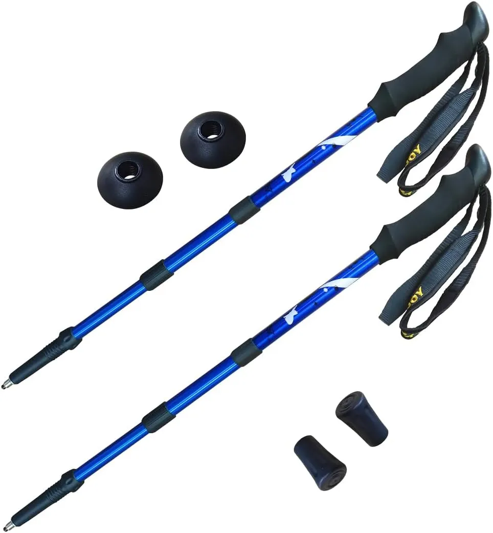 Hiking Trekking Poles, 2 Pack Anti Shock, Adjustable, Collapsible Hiking Poles for Trekking or Walking, Lightweight Aluminum Sticks for Children