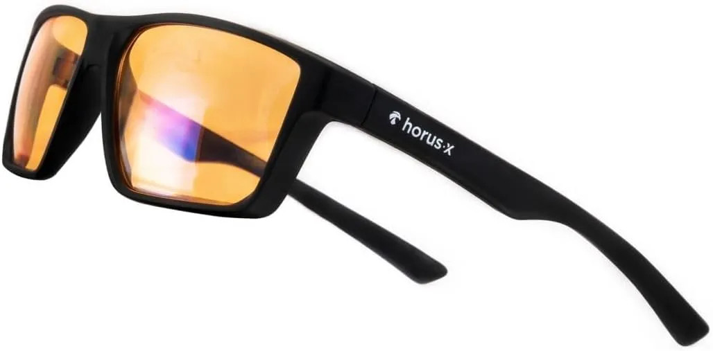 Horus X - Gaming Glasses | Blue Light Blocking Computer Screen Glasses | Anti-Fatigue & Eyestrain Relief for Men and Women | Amber