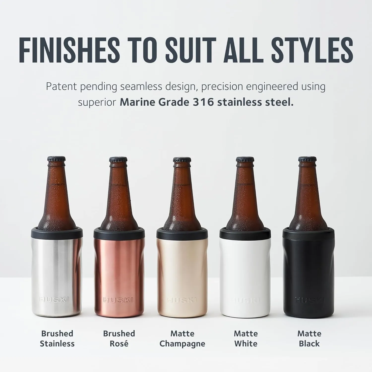 Huski Beer Cooler 2.0 | NEW | Premium Can and Bottle Holder | Triple Insulated Marine Grade Stainless Steel | Detachable 3-in-1 Opener | Works as a Tumbler | Best Gifts for Beer Lovers (Stainless)