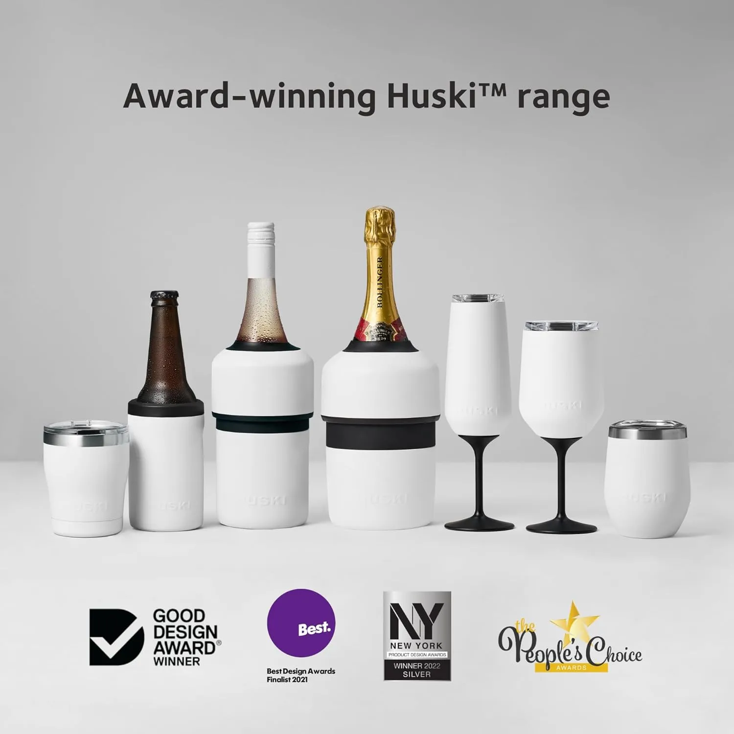 Huski Champagne Flute | NEW | Award-winning Design with Detachable Stem | Premium Stainless Steel Champagne Glass with Lid | Triple Insulated Tumbler | 8oz Capacity | Great Gift (Powder Pink)
