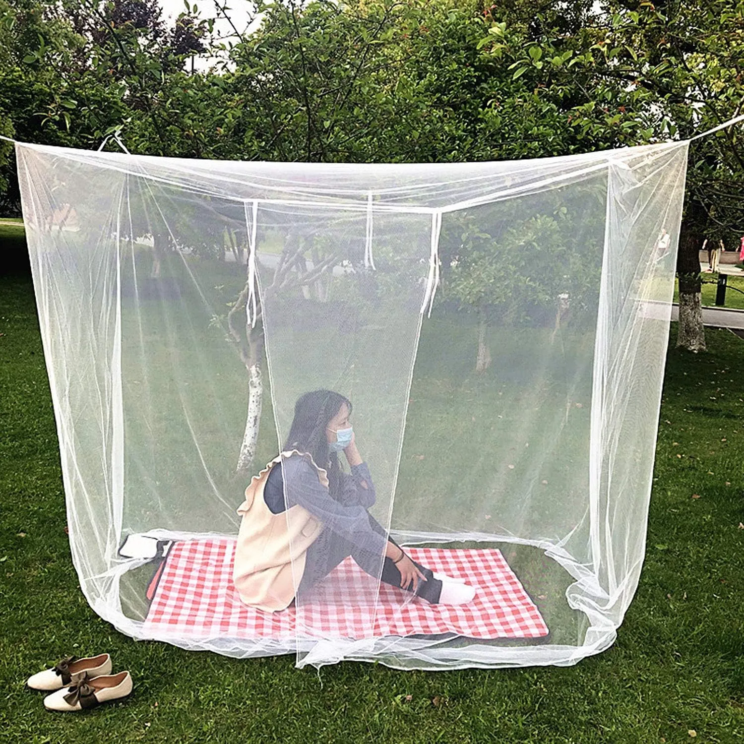 HXBER White Camping Mosquito Net Outdoor Anti-mosquito Mesh Tent Net, 200x100x200cm